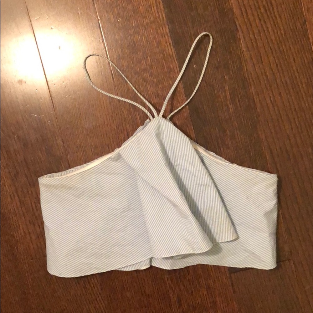 Ruffle pinstripe crop top